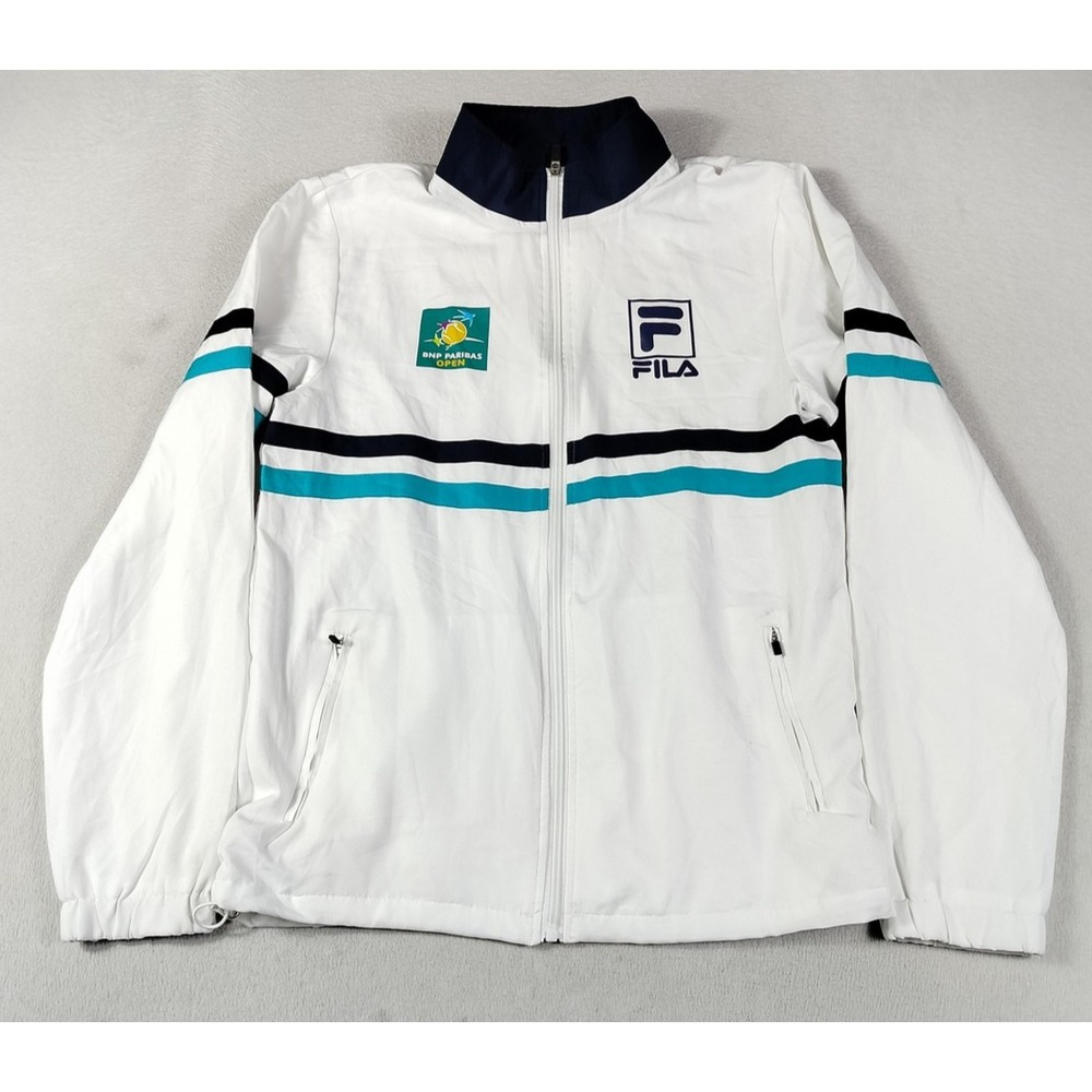 BNP Paribas Open Jacket Mens XS White Tennis Fila Full Zip Windbreaker Athletic